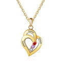 wholesale S925 Sterling Silver Engraved Minimalist Heart-Shaped "Hearts Entwined" Personalized Name Gemstone Necklace-0-2