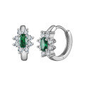 wholesale S925 Sterling Silver Korean-style Versatile Commuting Small Green Gemstone Minimalist Hoop Earrings-0-84