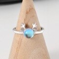 wholesale S925 Sterling Silver Maker's Moonstone "A Deer with You" Ring, Niche Design, Exquisite and Sweet Teen Girl Ring, Gift for Best Friend-0-0