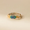 wholesale 999 Silver Fresh and Sweet Ins Style Niche Design Exquisite Gold-Plated Resin Lotus Ring R02746-0-2