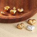 wholesale Gold-plated 925 Ancient Method Silver Wire Drawing Pit Peach Heart Spacer Bead Zircon Heart Through-Hole DIY Bracelet Necklace Accessory Parts-0-2