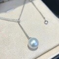 wholesale S925 Sterling Silver French-style Y-shaped Sliding Pearl Tassel Pendant Necklace with Large Australian White Pearl Shell Bead Collarbone Chain-0-3
