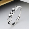 wholesale S925 sterling silver irregular twisted wave design ring, ins minimalist cold-toned versatile index finger band-0-0