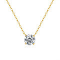 14K Gold Plated 925 Silver Four-Prong 1ct Moissanite Pendant Necklace-0-7