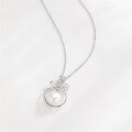 wholesale Pure silver freshwater pearl necklace for women, versatile, unique design, vintage-inspired, lightweight luxury collarbone chain jewelry gift for girlfriend-0-1