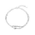 wholesale S925 Silver Cloud Tide Pavilion Fashion Korean Style 8-Shaped Chain Pin Creative Trend Design Minimalist Double-Layer Bracelet for Women-0-4