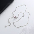 wholesale S925 Sterling Silver Colorful Full Diamond Small Waist Tassel Necklace, Ins Exquisite and Petite Style Snake Chain-0-2
