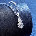 S925 Sterling Silver Moissanite Bamboo Leaf Pendant Necklace Wholesale-0-0