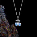 925 Sterling Silver Blue Moissanite Cherry Pendant Necklace-0-1