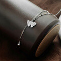 wholesale 999 Silver Butterfly Ice Crush Necklace for Women, Ins Fashion, Niche and Sophisticated Beaded Collarbone Chain, Valentine's Day Gift-0-5