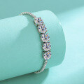 wholesale S925 Sterling Silver Cross-Border European and American Moissanite Tennis Bracelet, Advanced Fashion Adjustable Light Luxury Hand Jewelry Wholesale-0-1