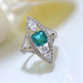 wholesale 925 Silver Ring with Mujing Jewelry's Captivating Paraiba Tourmaline Color, Inlaid Natural Cut Pyramid 6*6, Stunning Eye-Catching European and American Style for Women-0-2