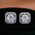 S925 Silver Luxury Square Moissanite Stud Earrings Wholesale Factory-0-0