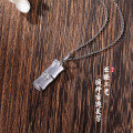 wholesale S925 Sterling Silver Guochao Bamboo Necklace for Women, Water Jade 'Fu' Character Pendant, Elegant Bamboo Joint Minimalist Collarbone Chain-0-1