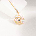 wholesale 18K Gold Jewelry Wholesale Manufacturer of Artistic Vintage Openwork Star Sapphire and Full-Cut Diamond Necklace Accessories-0-1