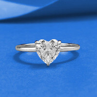 wholesale Metal material, Zhuo Zhifan jewelry style, 7*7mm heart-shaped white diamond elegant wedding ring for women, daily fashion versatile-R1501 White Gold Heart Ring Size 8