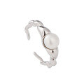 wholesale S925 sterling silver Korean and Japanese style twist ring for women with freshwater pearl, adjustable open finger accessory-0-4
