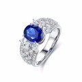 wholesale S925 silver gold-plated, lab-grown sapphire 15ct high-grade jewelry royal blue oval ring for TikTok live sales-0-3