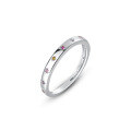 wholesale S925 Sterling Silver With Colorful Zirconia Women's Minimalist Octagram Ring-0-4