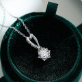 S925 Sterling Silver 1CT Snowflake Pendant with Prong Setting, Wholesale for Cross-border-0-0