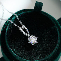 S925 Sterling Silver 1CT Snowflake Pendant with Prong Setting, Wholesale for Cross-border-1-carat open setting (with cross chain)  925 silver
