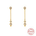 wholesale S925 Sterling Silver Tassel Chain INS Diamond Inlaid Earrings for Daily Office Wear-0-7