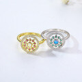 wholesale S925 Silver Japanese Korean Style Round Synthetic Opal OPAL Ring Women's White Opal Gemstone Light Luxury Jewelry Band-0-2