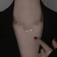 wholesale 925 Sterling Silver Square Necklace New Women's Small Minimalist Geometric Collarbone Chain Luxury Simple Ins Style-Square necklace (copper platinum plated)