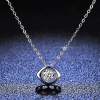 S925 Sterling Silver Moissanite Demon Eye Pendant Necklace-50% Zircon Chain  925 Silver