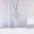 wholesale 925 Sterling Silver Forest-inspired Petal Necklace for Women, Simple and Fresh Sweet Zircon Style, Gift for Girlfriend or Best Friend Collarbone Chain-0-0