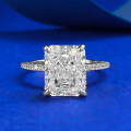 wholesale S925 Sterling Silver High Carbon Diamond 8*10mm Radiant Cut Ring Women's Cross-Border Style Dropshipping-0-0