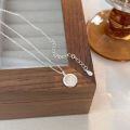 wholesale S925 Sterling Silver Round White Crystal Necklace for Women, Luxe Cat's Eye Stone Imitation Collarbone Chain with High-End Appeal-0-4