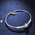 Sterling Silver Moissanite Luxury Round Bangle Bracelet for Women Live Direct Sales-0-1