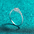 S925 Sterling Silver Moissanite Ring for Women, Square Geometric Design-0-1