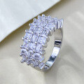 wholesale S925 Sterling Silver Zhuo Zhifan Edition Luxurious Three-Row Diamond Inlaid Stackable Ring, High-End Fashion Ring for Women, Little Red Book-0-2