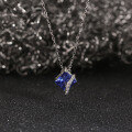 wholesale 925 Sterling Silver Jewelry, 7*7mm Princess Cut Synthetic Aquamarine Pendant Necklace, Factory Direct-0-1