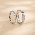 wholesale S925 Sterling Silver Niche Design Rhombus Love Couple Rings, Light Luxury Ice Cube Matching Bands with Engraving, Adjustable Open Ring-0-3