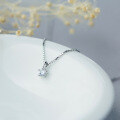 wholesale S925 silver necklace, fashionable Korean-style minimalist single diamond pendant necklace, wholesale sweet and elegant collarbone chain for women D1464-0-2