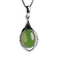 wholesale 925 Sterling Silver Pendant with Certified Hetian Jade, National Trend Style, New Chinese Retro Green Jade Necklace-0-4