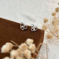 wholesale Sterling Silver S999 Hollow-out Interwoven Heart Earrings, Small and Fresh, Niche Luxury, Korean Trendy-0-2