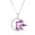 wholesale S925 Sterling Silver Purple Zircon Flower Pendant Women'sIns Style Silver Pendant Unique Design Silver Collarbone Necklace-0-4