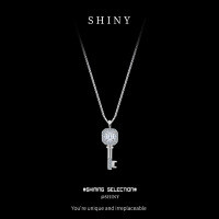925 Sterling Silver Twilight Star Key Pendant Necklace-S925 sterling silver with 40-point moissanite