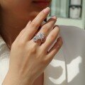 wholesale Exaggerated Open Ring in Alloy with Moissanite, Light Luxury High-End Feel, Bestselling in Europe and America, Niche Design for Women, Non-Fading-0-3