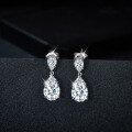 wholesale 18k Gold Plated S925 Silver 7*11mm Pear-Shaped Full Moissanite Stud Earrings, New Style-0-3