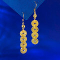 wholesale S925 silver gold-plated new live streaming style crushed ice CNC process ancient coin earrings, new Chinese style-0-0