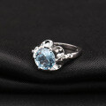 wholesale S925 sterling silver fashion natural topaz ring for women, camellia fresh and sweet natural gemstone ring-0-1