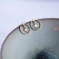 wholesale 9K Gold Alloy Zircon Starry Circle Stud Earrings, Exquisite Korean Style-0-1