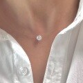 wholesale S925 Metal Cross-Border Hit Mermaid Tears Moissanite Necklace High-End Transparent Fishing Line Invisible Minimalist Collarbone Chain-0-3