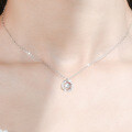 Sterling Silver 50-Point Moissanite Feather Pendant Necklace-0-2