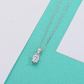 wholesale S925 Sterling Silver Cross-Border Oval Moissanite Pendant Simple Fashion Versatile Collarbone Chain Four-Pronged Solitaire Necklace for Women-0-2